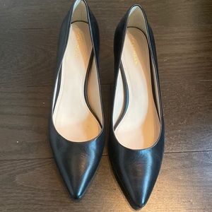Cole Haan Black Leather Pointed Toe Pumps